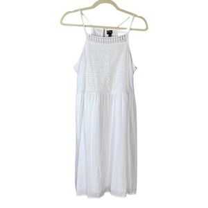 Art Class Crochet Mini Dress Halter Neck Sleeveless White XXL